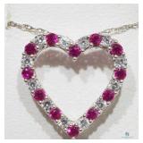 Heart Shaped Necklace Silver and Ruby 44 - MM33