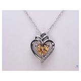 Heartshaped Necklace St. Silver and Citrine