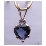 Iolite Heart shaped Pendant 10k Gold 10K Yellow
