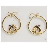 10k Yellow Gold  CZ / Dolphin Earrings 10K Yellow