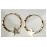 10k Yellow Gold Star Hoop Earrings 10kt Yellow