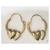 14k Gold Heartshaped Earrings 14kt Yellow Gold