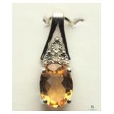 Citrine Pendant St. Silver Sterling Silver