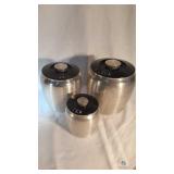 Set of 3 vintage metal canisters for flour,