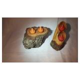 Pair of Wood Votive Holders Includes candles. 5
