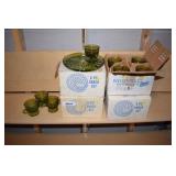 White Hall Green Glass Four 8pc snack set