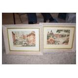 2 watercolor paintings of the Spanish depths and t