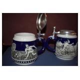 Sports steins with pewter lids