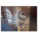7 Elk design glasses 1 pink grape glass