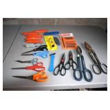 Lot of Assorted Box Cutters, Scissors, and Snips (