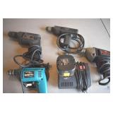 Lot of 5 Power Drills and Battery Charger