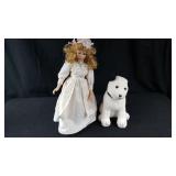 Doll with Stand and Stuffed Dog