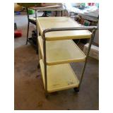 Vintage Mid-Century Yellow cart on wheels