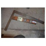 Vintage wooden level , framing square