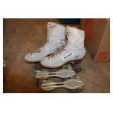 Lot of Vintage roller skates, and shoe skates