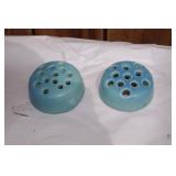 Van Briggle marked, flower frogs (Ming Blue) - lot