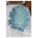 Large Van Briggle signed leaf bowl in Ming Blue -