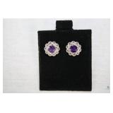 S. Silver 2 in 1 Amethyst Earrings