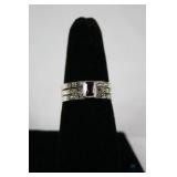 S. Silver Set of 3 bands with Genuine Garnet and M