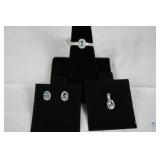 Blue Topaz and Diamond Platinum over Sterling Silv