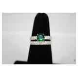 Emerald & Diamond Ring Set