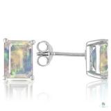 Fire Opal Earrings Platinum over Silver