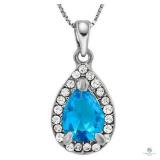 Splendid ! Created swiss blue topaz & flawless cre