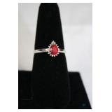 Ruby and Diamond 925 Sterling Silver Ring
