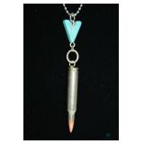 Turquoise Arrow and Nickel Bullet Necklace