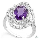 Amethyst  and Diamond Ring