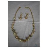 Diamond and Pearl Necklace and Earrings