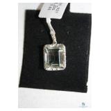 Green Amethyst & White Diamond Sterling w/Platinum