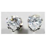 14KT CZ Heart Shaped Stud  Earrings