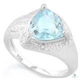 Baby Swiss Blue Topaz & Diamond Ring