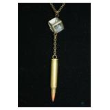 Crystal Cube and Brass Bullet Necklace