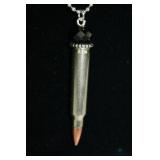 Jet stone  top Nickel Bullet Necklace