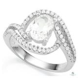 White Topaz & Diamond  Ring