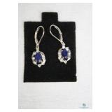 Sapphire & White Topaz Sterling Silver Earrings