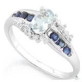 Aquamarine and Sapphire Ring