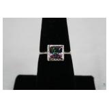 Mystic Gemstone & Diamond Sterling Silver Ring
