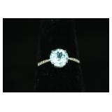 Blue Topaz and  Diamond Ring