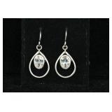 Oxidized Oval CZ Earrings