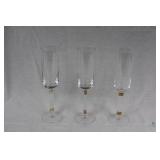 Set of 3 Christian Dior fluted champagne glasses