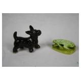 Two small figurines - Jade Green colored frog and