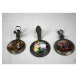 Lot of 3 Painted Ceramic Beer Stein Lids
