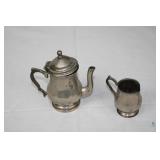 Small Silver Plate Teapot and Creamer