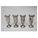 Set of Four Sterling Silver Cordial Cups by Intern