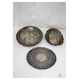 Lot of Three Unmarked Silver Plate Trays