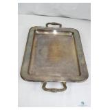 Recatangular Silver Plate Tray with feet and handl