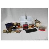 Bulk lot of vintage shaving razors, brushes, tins,